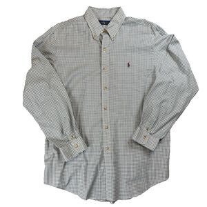 Ralph Lauren Men's Large Check Shirt Green Brown Red Pony Button Down 100% Cotto